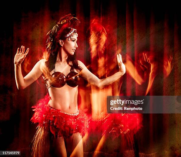 beautiful ghosted hula dancer - burlesque stock pictures, royalty-free photos & images