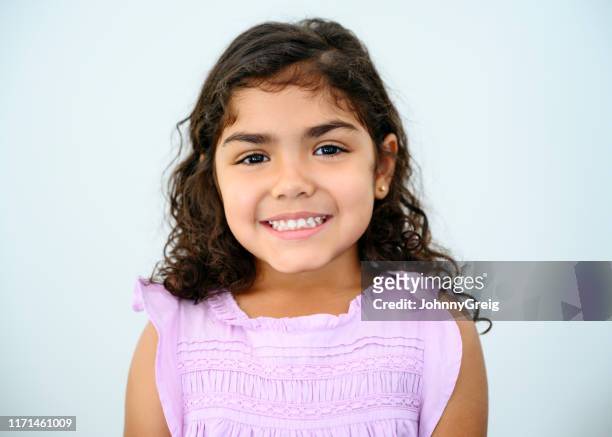 portrait of smiling hispanic girl - venezuelan girls stock pictures, royalty-free photos & images