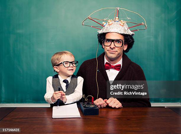 adventures in mind reading - young inventor stock pictures, royalty-free photos & images