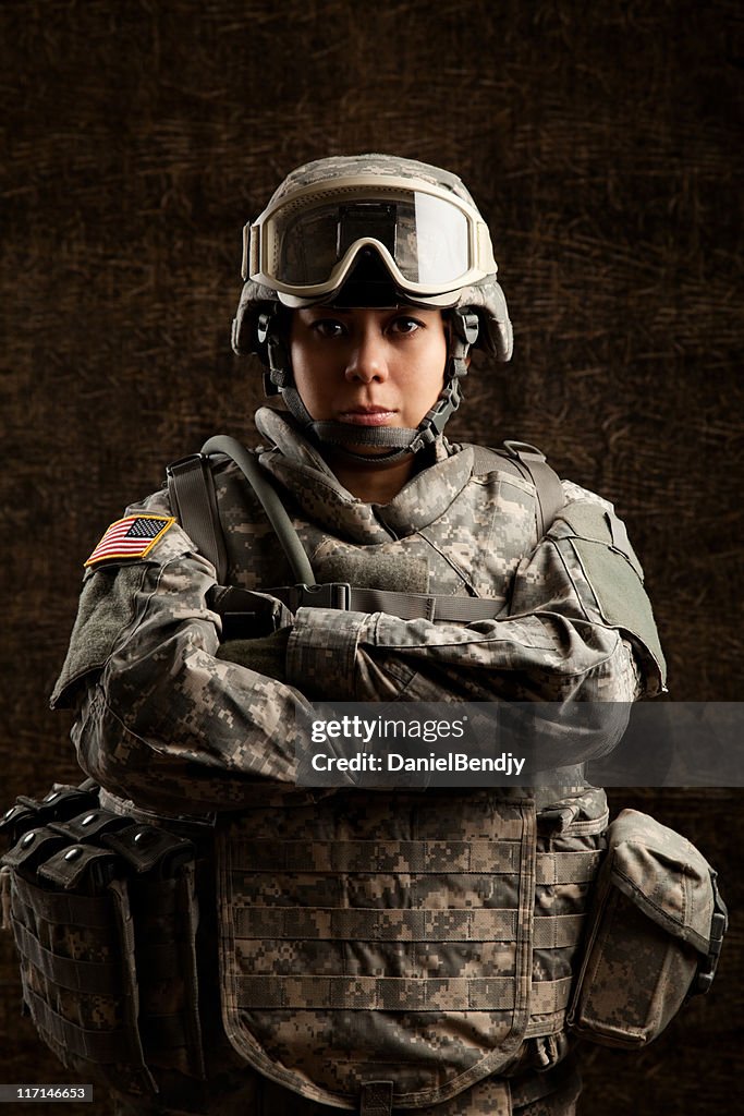 Portrait of a Female Military Soldier