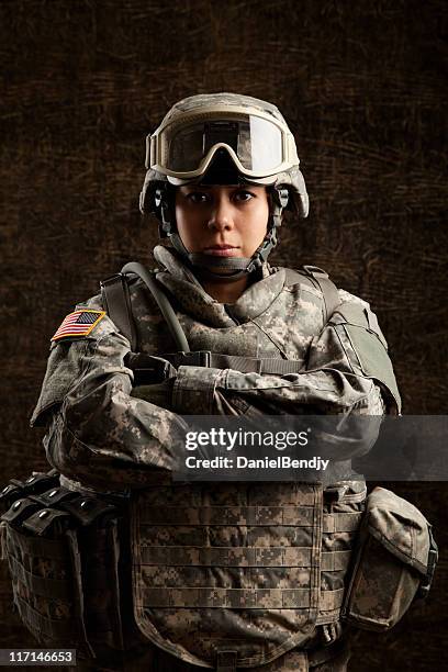 portrait of a female military soldier - lieutenant stock pictures, royalty-free photos & images