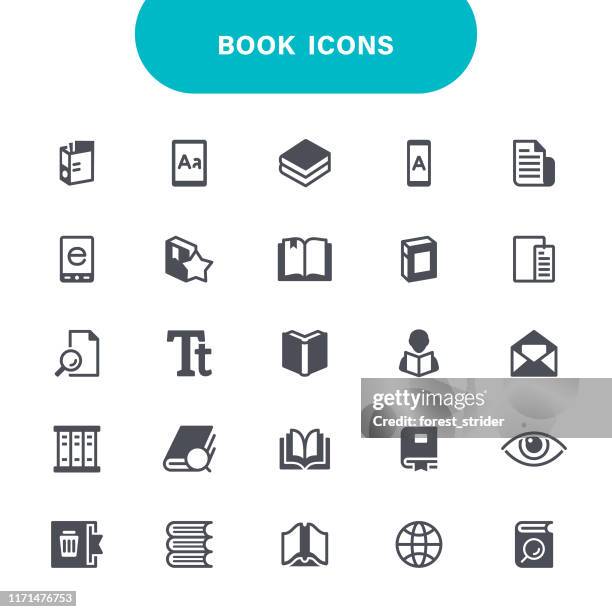 book icons - library computer screen stock illustrations