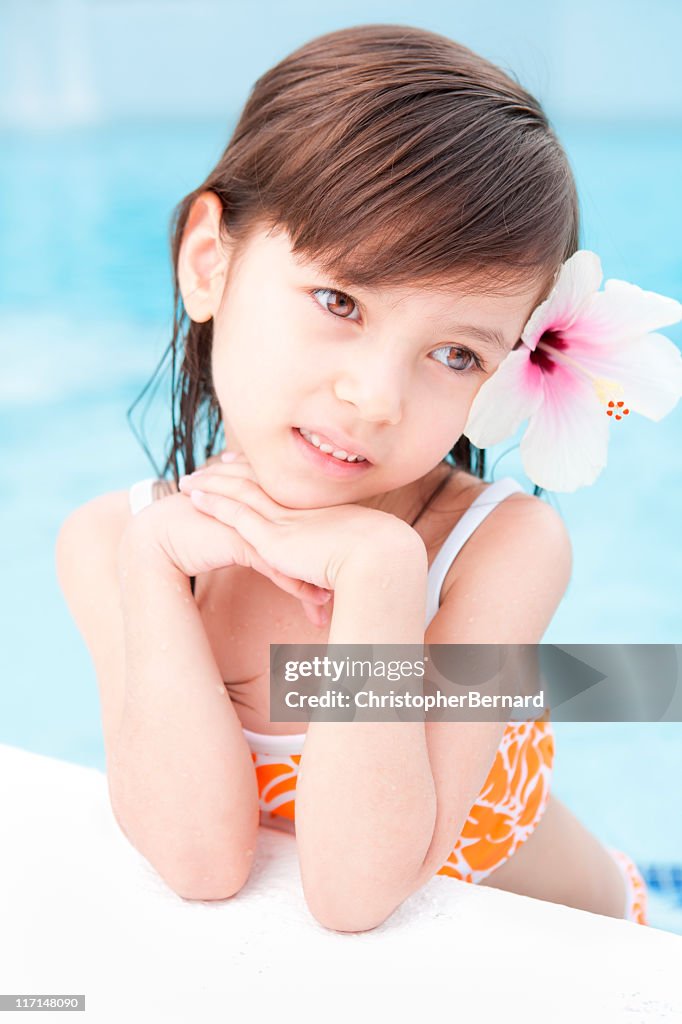 Young Girl Pool Portrait