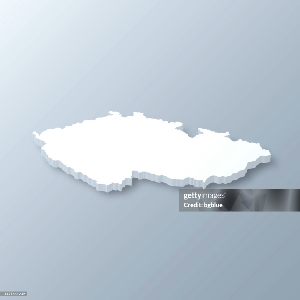 Czech Republic 3D Map on gray background