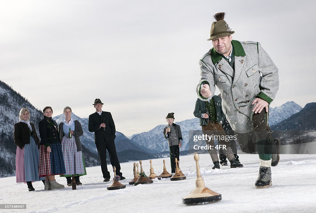 Eisstockschiessen, Curling on the Lake Grundlsee