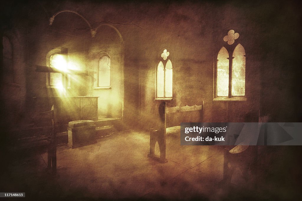 ビンテージ写真の教会のインテリア