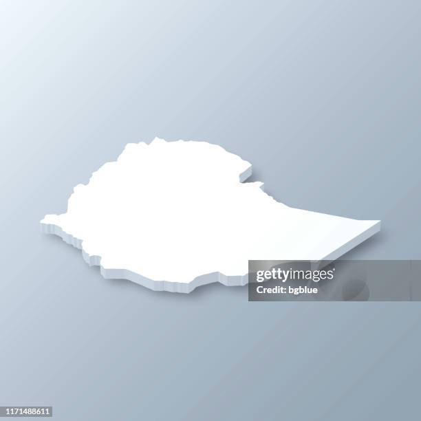 ethiopia 3d map on gray background - ethiopia stock illustrations