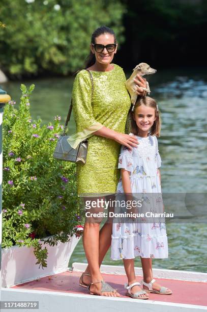 Veronica Berti and her daugther Virginia are seen arriving at the 76th Venice Film Festival on September 01, 2019 in Venice, Italy.