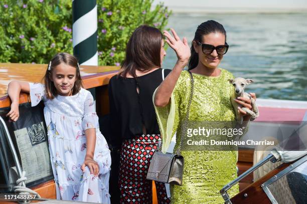 Veronica Berti and her daugther Virginia are seen arriving at the 76th Venice Film Festival on September 01, 2019 in Venice, Italy.