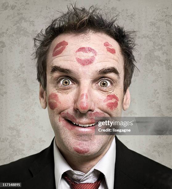 happy man - kiss face stock pictures, royalty-free photos & images