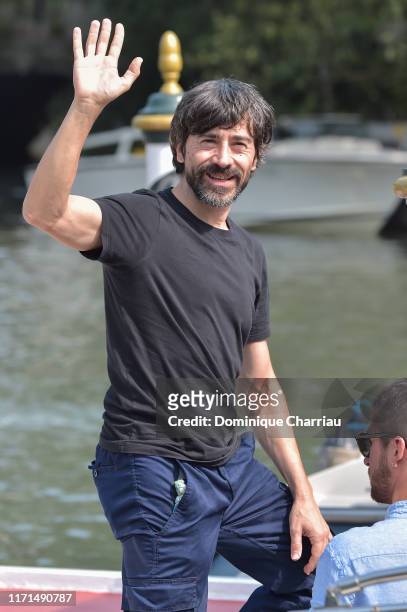 Luigi Lo Cascio is seen arriving at the 76th Venice Film Festival on September 01, 2019 in Venice, Italy.