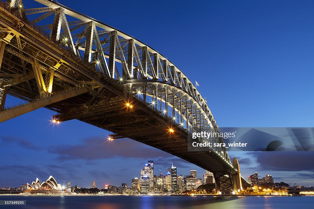 Harbour Bridge and Sydney skyline, Australia at night