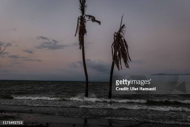View of damaged area that was hit by the earthquake and tsunami as Indonesians mark one year since the Palu earthquake on September 25, 2019 in Palu,...