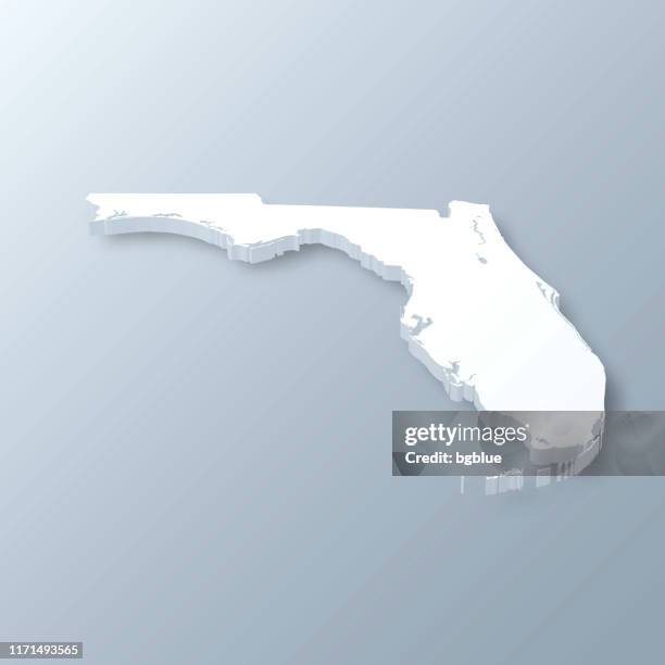 ilustrações, clipart, desenhos animados e ícones de mapa de florida 3d no fundo cinzento - estados da costa do golfo