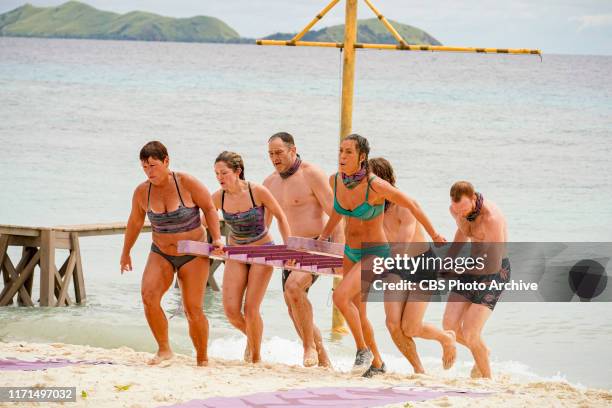 Let's Play!" - Janet Carbin, Molly Byman, Dan Spilo, Noura Salman and Tommy Sheehan on the second episode of SURVIVOR: Island of Idols airing...