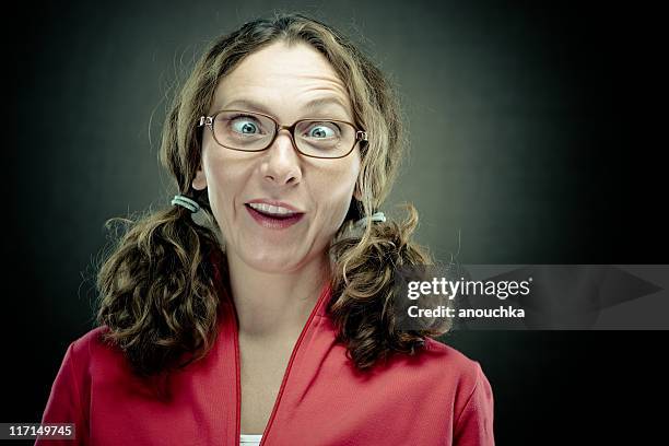 nerd woman portrait - ugly woman 個照片及圖片檔