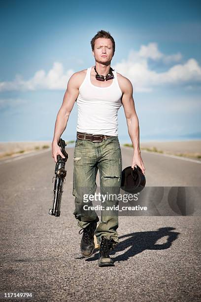 post apocalyptic warrior - avid pro tools stock pictures, royalty-free photos & images