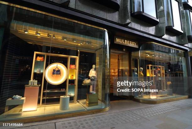 Mulberry store in the Luxury Fashion and Jewellery shopping area on London's New Bond Street.