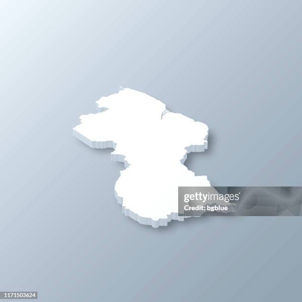 guyana 3d map on gray background - georgetown stock illustrations