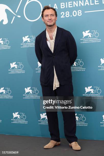 Jude Law attends "The New Pope" photocall during the 76th Venice Film Festival at Sala Grande on September 01, 2019 in Venice, Italy.