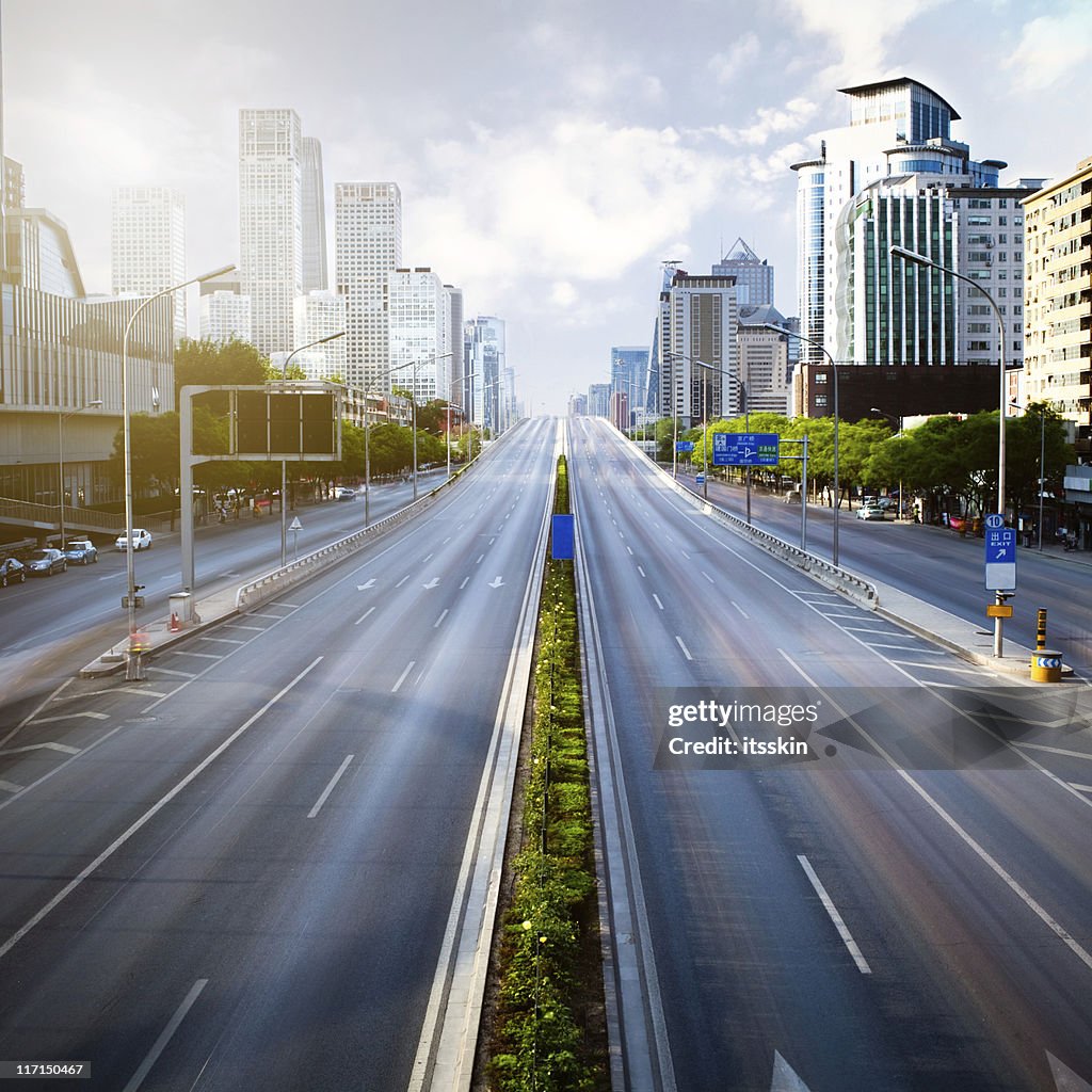 Futuristic empty green city