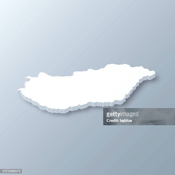 hungary 3d map on gray background - hungary map stock illustrations