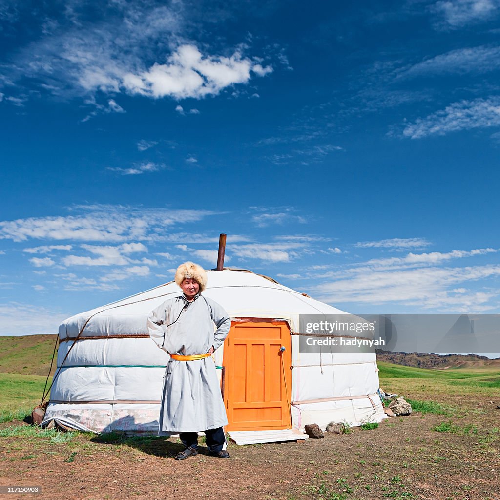 Mongolian man in national clothing