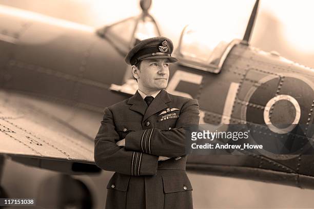 pilote de chasse de la seconde guerre mondiale - seconde guerre mondiale photos et images de collection