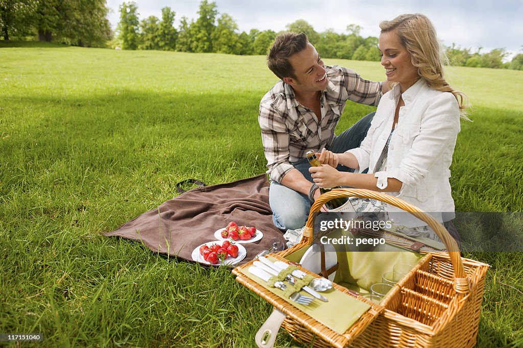 Couple having picnic