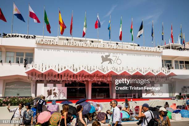 General view of the Palazzo del Cinema and red carpet as Jaeger-LeCoultre sponsors the 76th Venice Film Festival at on September 01, 2019 in Venice,...