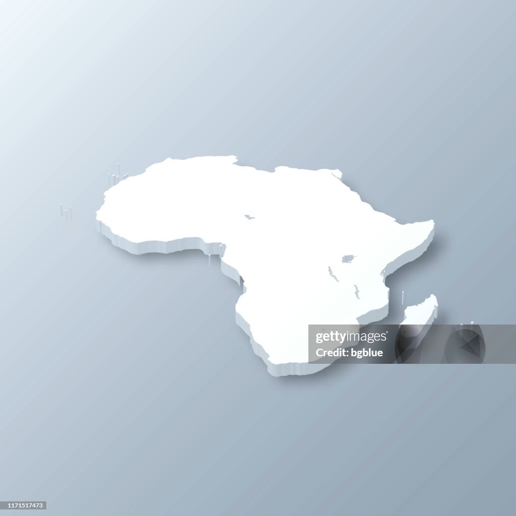 Africa 3D Map on gray background