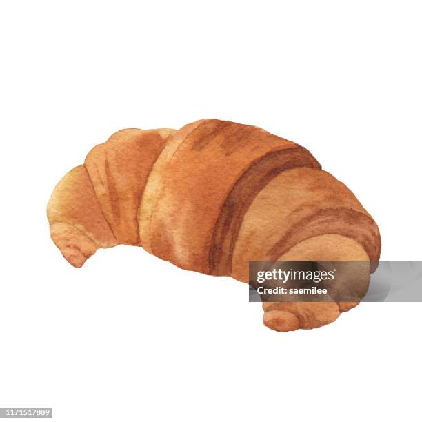 ilustrações de stock, clip art, desenhos animados e ícones de watercolor croissant - manteiga