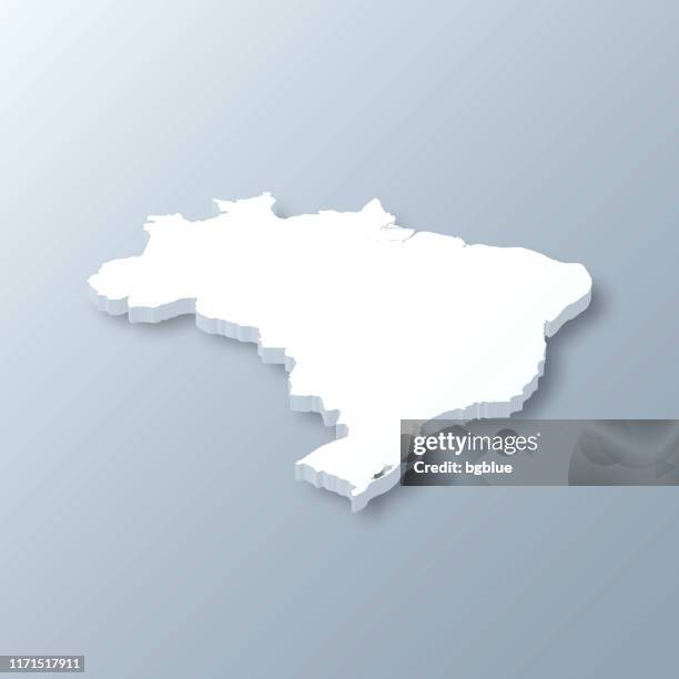 brasilien 3d karte auf grauem hintergrund - brasilien stock-grafiken, -clipart, -cartoons und -symbole