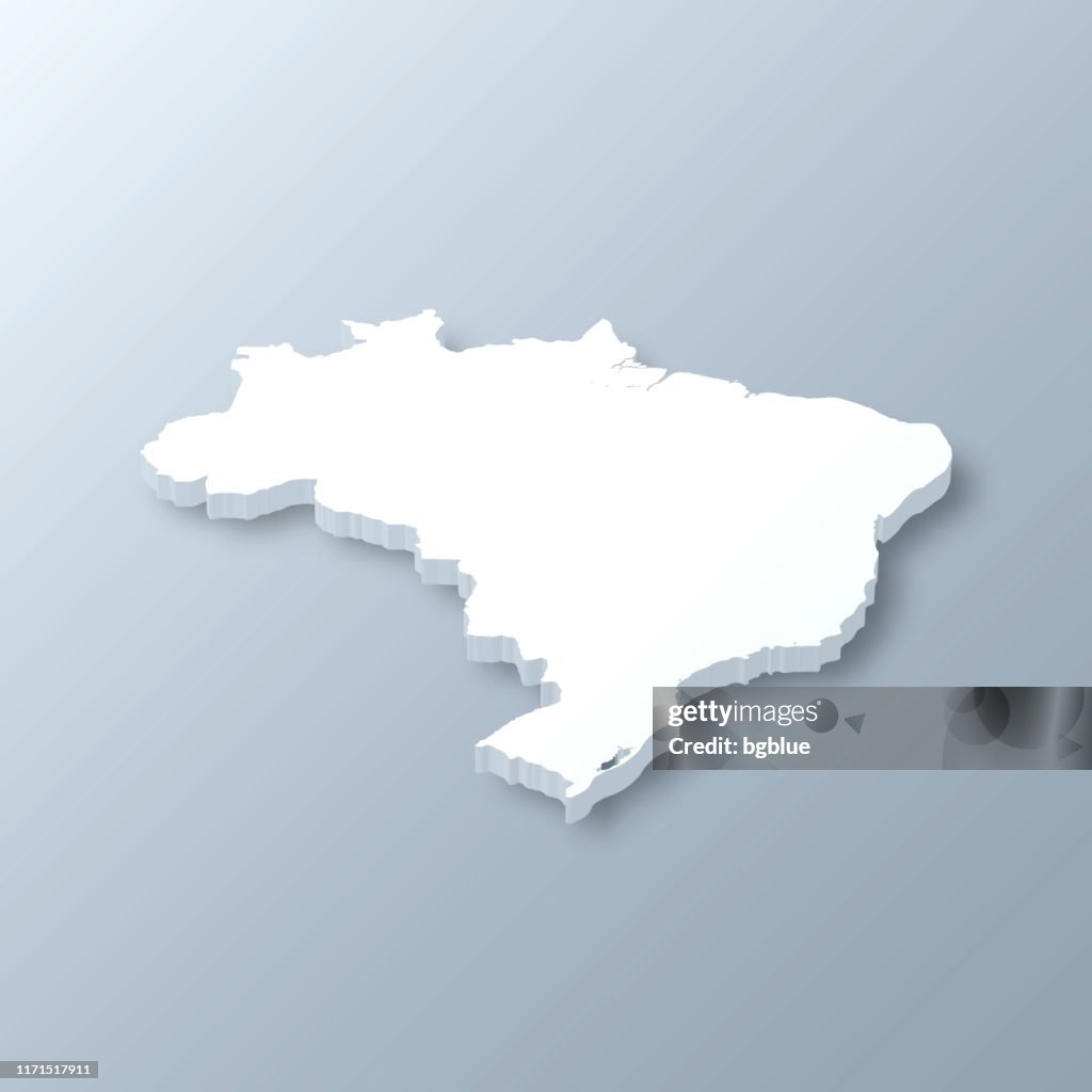 Mapa de Brasil 3D no fundo cinzento