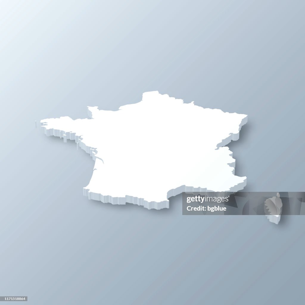Frankreich 3D Karte auf grauem Hintergrund