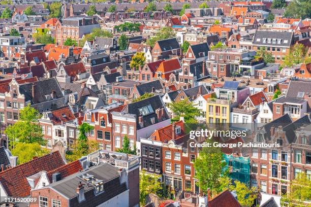 amsterdam houses from above - amsterdam bildbanksfoton och bilder