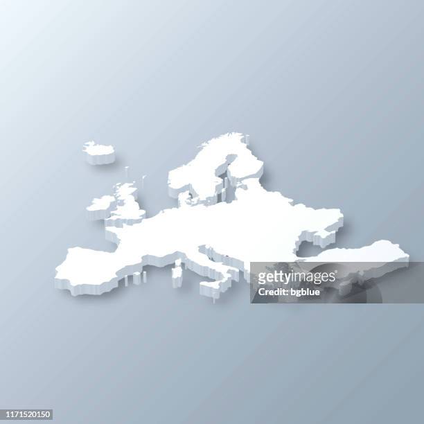 europa 3d karte auf grauem hintergrund - europäische union stock-grafiken, -clipart, -cartoons und -symbole