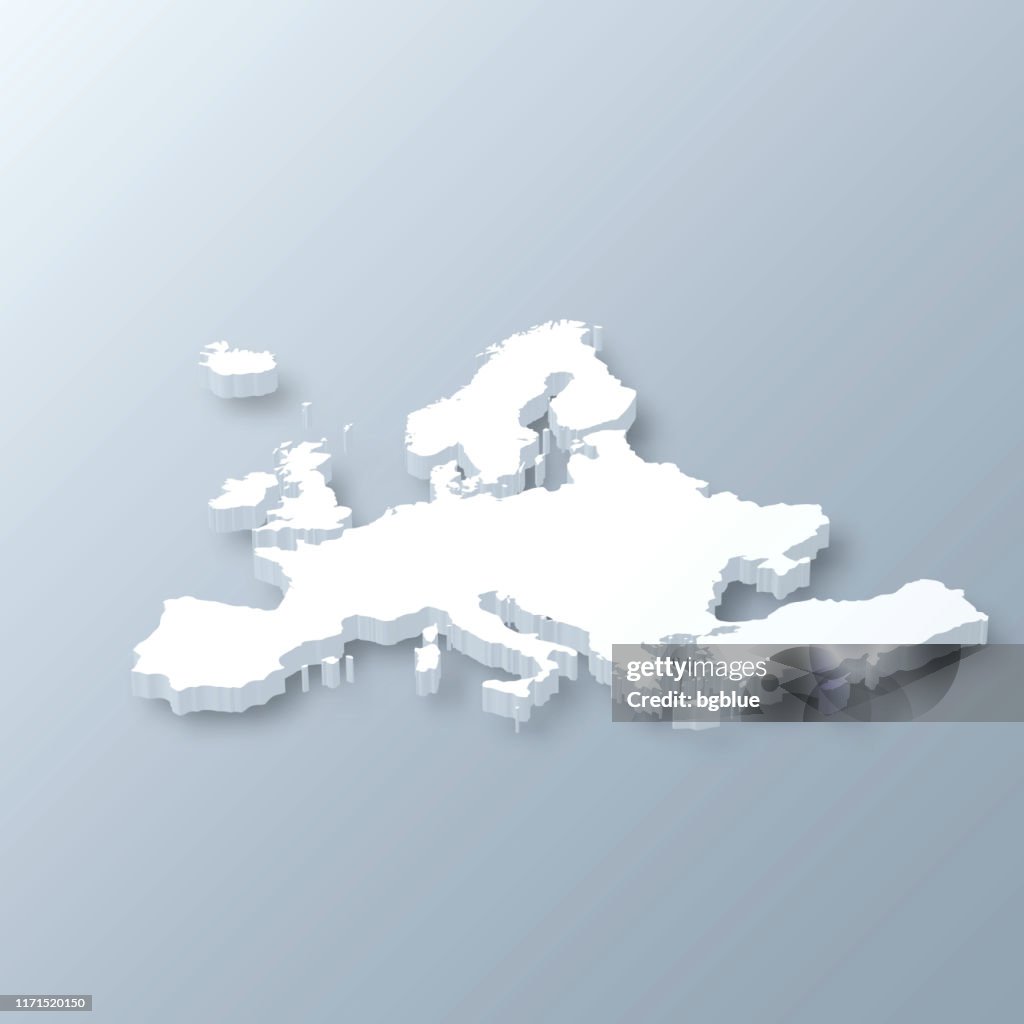 Carte 3D d'Europe sur le fond gris