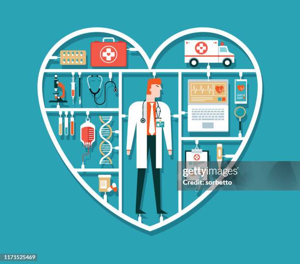 doctor - heart shape - bathroom cabinet stock illustrations