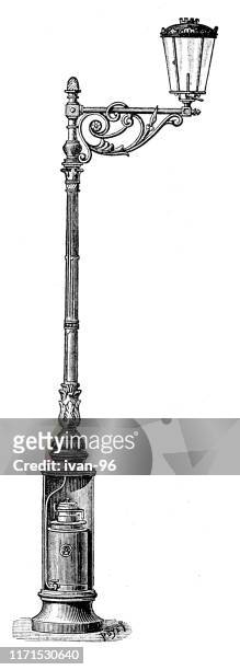 gas lamp - metal pole stock illustrations