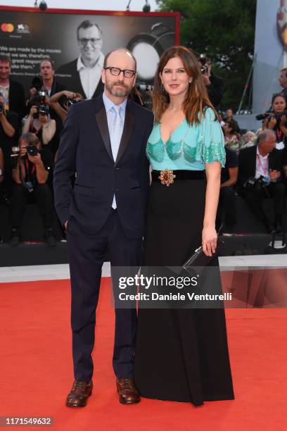 Steven Soderbergh and Jules Asner walk the red carpet ahead of the "The Laundromat" screening during the 76th Venice Film Festival at Sala Grande on...