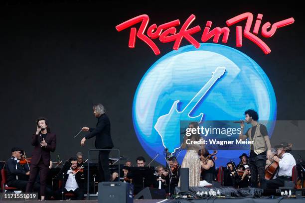 Brazilian symphony orchestra performs at Palco Mundo at Rock in Rio at Cidade do Rock on September 27, 2019 in Rio de Janeiro, Brazil.