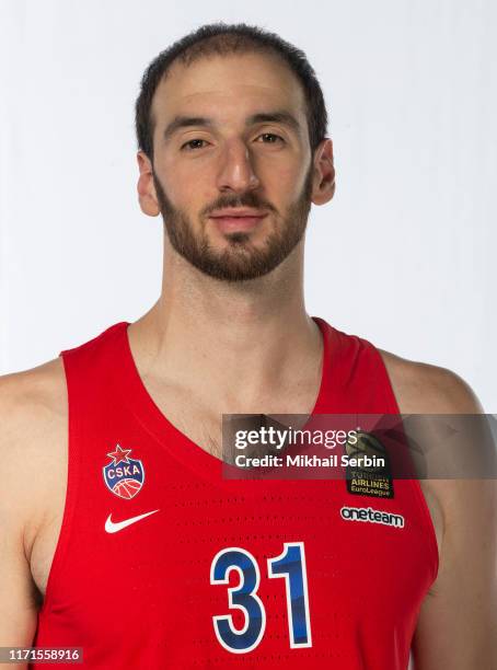 Kosta Koufos, #31 poses during the CSKA Moscow - 2019/2020 Turkish Airlines EuroLeague Media Day at USH CSKA on September 26, 2019 in Moscow, Russia.