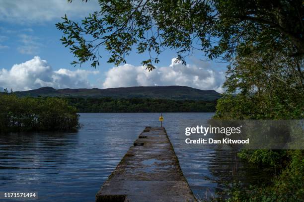 The border runs directly into Lough Melvin on August 31, 2019 in Keenaghan, Ireland. The 310m/500 km border runs through Carlingford Lock on the East...