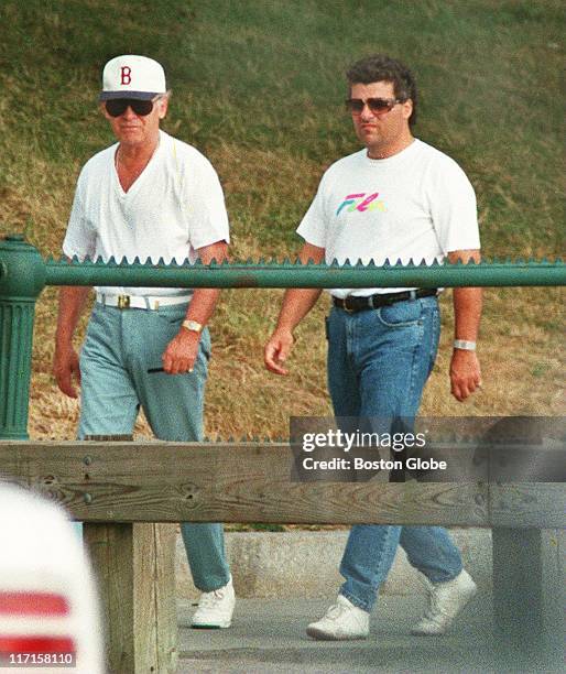 James "Whitey" Bulger and Kevin Weeks on a walk around Castle Island.