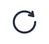 Rotation icon vector. Repeat or reload symbol icon illustration. Rotate arrow logo design inspiration.