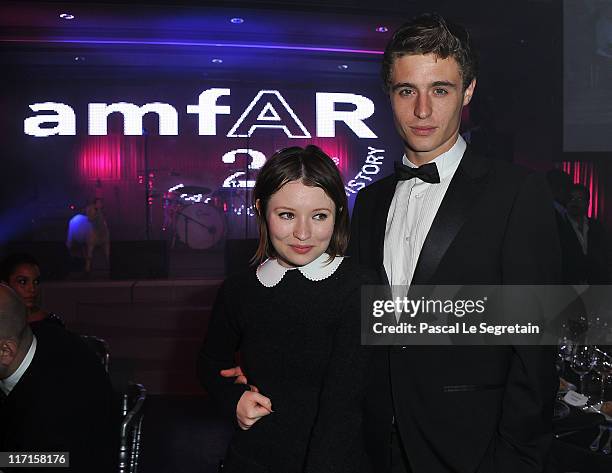 Emily Browning and Max Irond attend the amfAR Inspiration Gala at Pavillon Gabriel on June 23, 2011 in Paris, France.