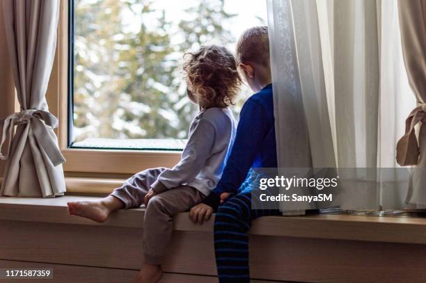 first snow - snow window stock pictures, royalty-free photos & images