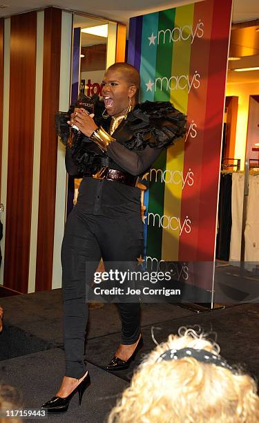 Real Housewives of Atlanta cast member/singer Lawrence Washington performs during Macy's 2011 Gay Pride event and Fashion Show at Macy's Herald...