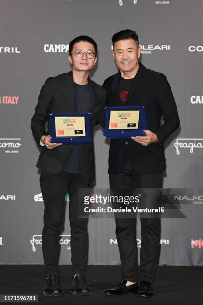 Jia Zhao and Yu Rongguang attend the Filming in Italy ceremony during the 76th Venice Film Festival at Excelsior Hotel on September 01, 2019 in...